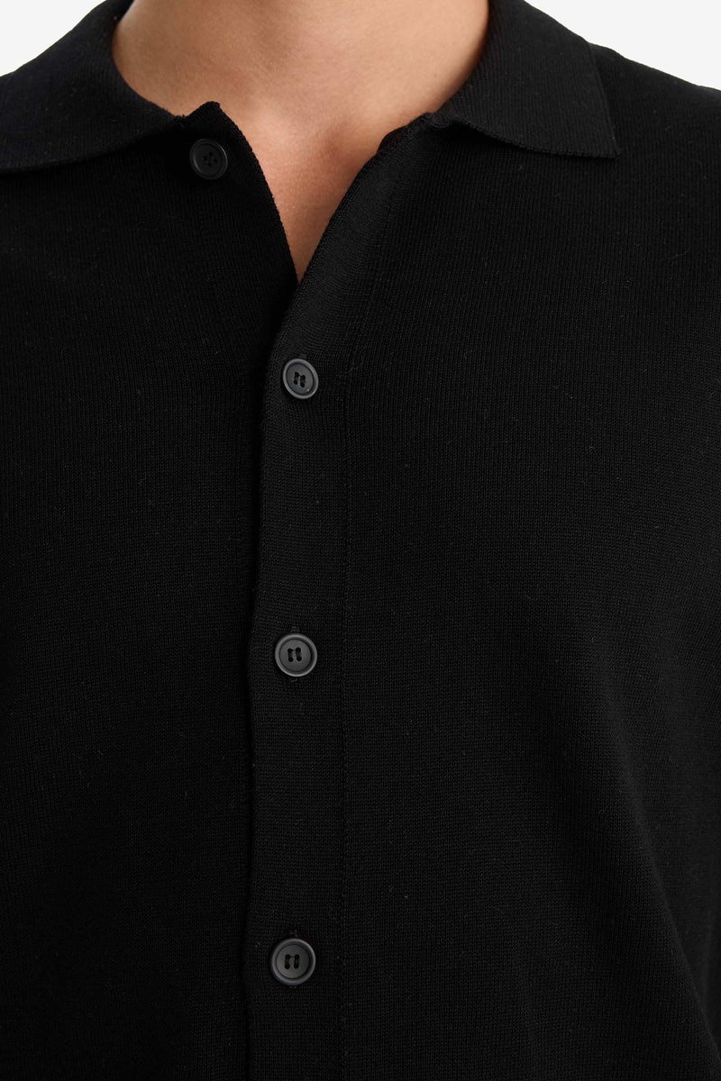 DeFacto Black Man Standard Fit Polo Collar Knitwear Cardigan Casual - Image 5